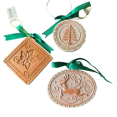 Christmas Cookie Mold Ornaments “Powdered”  Lot Of 3 Reindeer Tree Pointsettia • $14.99