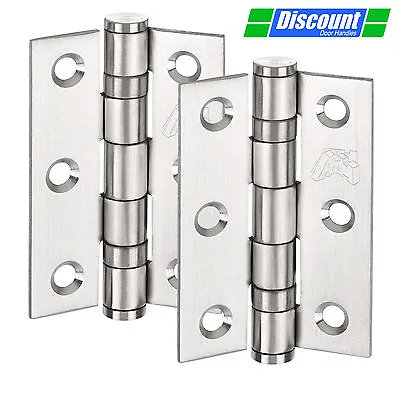 Brushed Stainless Steel Door Hinges For Internal Doors - 3 Inch / 75mm (Pair) • £2.95