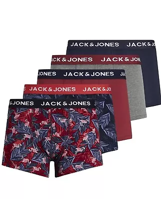 Jack & Jones JACSummer 5 Pack Boxershorts Mens Cotton Rich Underwear - MULTI • £35