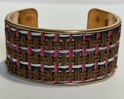 C.i.T.Y Women's Open Cuff Bracelet Gold Tone Woven Pattern Design • $7.99