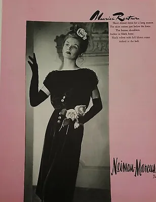 1940s Women's Maurice Rentner Short Dinner Dress At Neiman Marcus Dallas Ad • $9.99