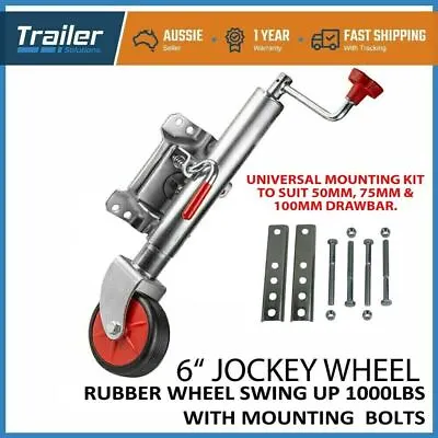 6  Inch Trailer Jockey Wheel Swivel Fixed Bracket Draw Bar Universal Mounting • $55.81