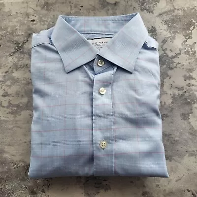 Charles Tyrwhitt 16.5  Shirt Egyptian Cotton Classic Blue Check 33  Sleeve • £21.95