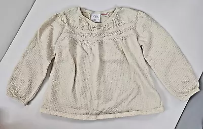 Zara Toddler Ivory Ecru Smocked Structured Blouse Top 3-4 Years 4T • $5.95