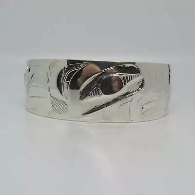 Haida Alvin Adkins Sterling Silver 925 Carved Wide Cuff Bracelet Eagle - 7 Inch • $499.99