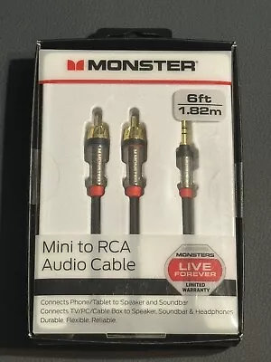 Monster 6-FT 1.82M MINI TO RCA AUDIO CABLE 3.5mm Phone Tablet Speaker TV PC HQ • $12.60
