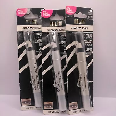 Milani Shadow Eyez Eyeshadow Pencil #01 Winter White Lot Of 3 In Box  • $15.95