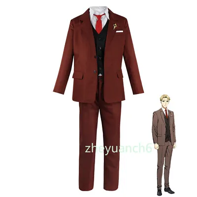Anime SPY×FAMILY Cosplay Loid Forger Wine Red Uniform Suit Costume Adult Men New • $52.42
