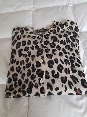 M&S Autograph Cashmere Leopard Print Cardigan Size 10 • £23.99