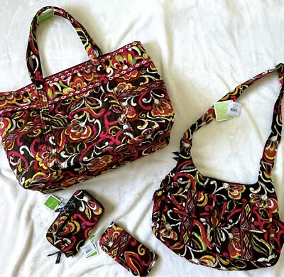 NWT Set! VERA BRADLEY Puccini Super Tote Cargo Sling Bag Zip Wallet Glass Case • $108