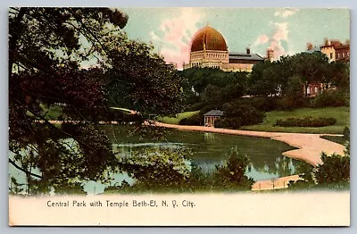 New York City Central Park Temple Beth Color  Rotograph Postcard • $6