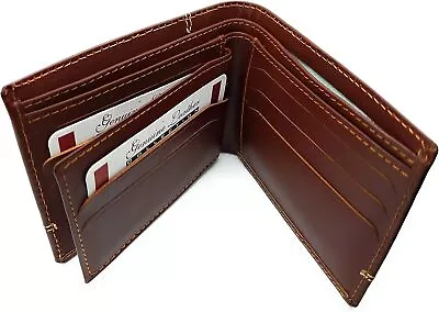 Mens Genuine Leather Slim Wallet High Quality Safe Credit Card Soft Holder Purse • £4.99