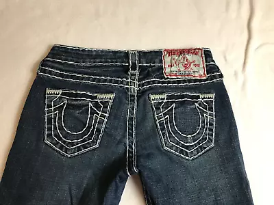 True Religion Gina Super T Jeans Size 26 Thick Stitch Low Rise Boot Cut Womens • $79.99