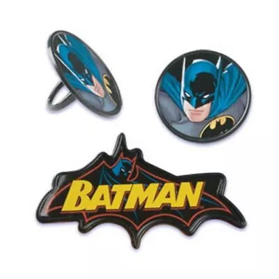 BATMAN CUPCAKE RINGS (11)  Birthday Celebrate Favor Decoration Cake Super Hero • $3.85
