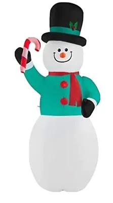 Gemmy 11' Tall Christmas Inflatable Snowman With Top Hat & Candy Cane • $75.99