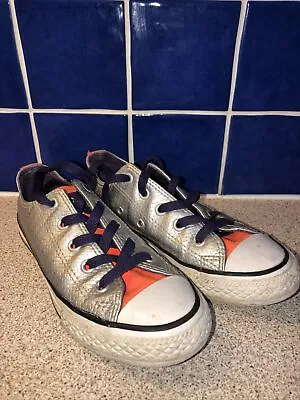 Metallic SILVER Pattern CONVERSE ALL STAR JUNIOR SIZE 13 J13 • £11.99