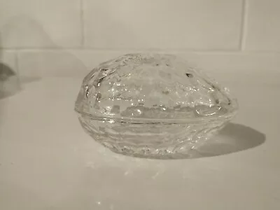 Vintage Lead Crystal Egg Oval Shaped Trinket Dresser Jewelry Candy Box • $9.50