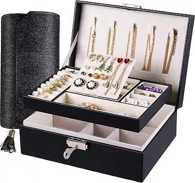 2-Layers Jewelry Box Organizer Large Capacity Ring Earring Necklace Storage Case • $10.99