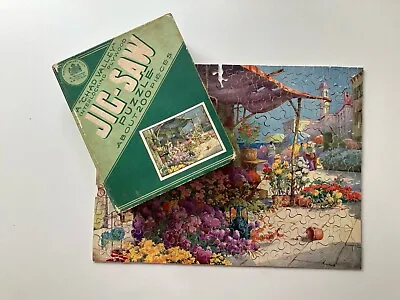 Antique/Vintage Chad Valley Plywood Jigsaw Puzzle  The Flower Market 200 Pieces • £10