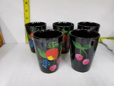 5 Hand Painted Black Juice Glasses • $0.99