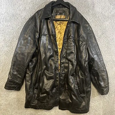 Marc New York Men’s Black 3/4  Leather Jacket Button Up Heavy Gold Lined Size XL • $47.87