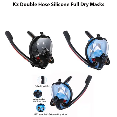 Full Face Snorkel Mask Double Tubes Swimming Breath Dry Diving Goggle Anti-Fog • $34.98