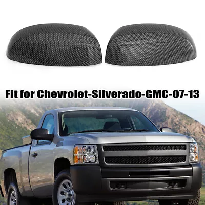 For 2007-2013 Chevy Silverado / GMC Sierra Carbon Fiber Black Top Mirror Covers • $29.99