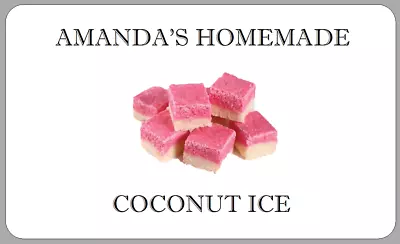 X21 Coconut Ice Stickers For Homemade Home Baked Sweet Treat Personalised Labels • £2.70