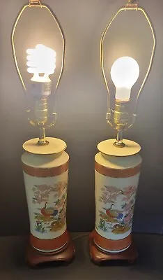 Pair Of Vintage Ceramic Murray Feiss Chinoiserie Lamps Signed • $225.99