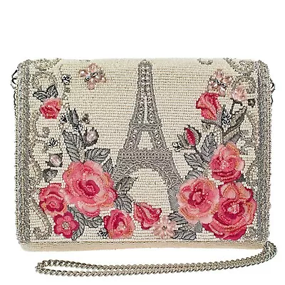 Mary Frances 8.5  Bonjour Beaded Crossbody Clutch Paris Eiffel Tower Roses Ha... • $167.51