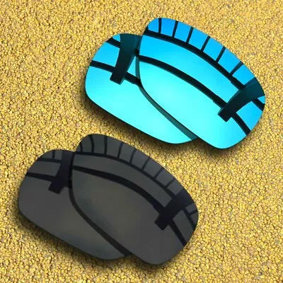 2 Pairs Polarized Lenses Replacement For-Oakley C Wire 2011-Solid Black&Ice Blue • $15.79