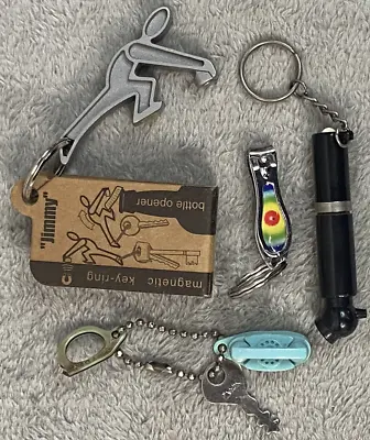 (4) Key Chain Lot Jmmy Magnetic Key Chain/Bottle Opener Telephone Nail Clippers • $11.23