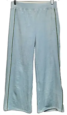 Ugg Velour Lounge Pants Women Size S Blue Velvet Fleece Wide Leg Elastic Waist • $63