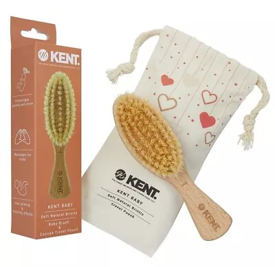 Kent Baby Soft Bristle Beechwood Hair Brush With Canvas Travel Pouch BA29 • £13.77