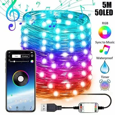 Smart WiFi 5M LED Lights Music Sync Strips APP Bluetooth Control Alexa Home • £7.79