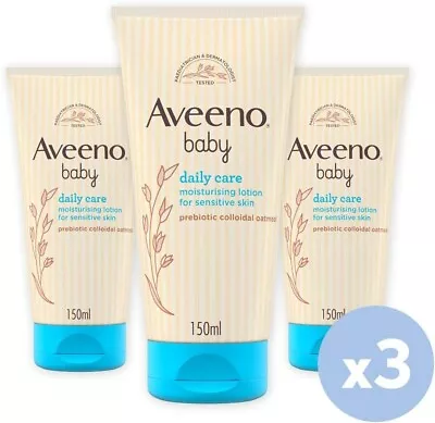 Aveeno Baby Daily Care Moisturising Lotion 24 Hour Moisturisation 3 Pack 150ml • £10.99