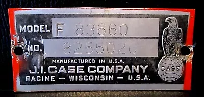 J I Case 400 Combine? Implement Serial Number Plate ID Tag Emblem Sign Abe Eagle • $32.49