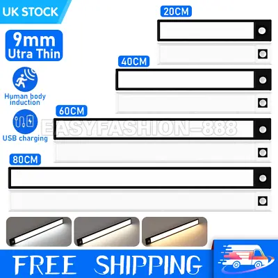 £9.99 • Buy Wireless LED PIR Motion Sensor Light Strip Cabinet Closet Lamp USB Rechargeable