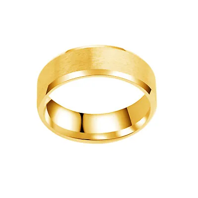 8MM Stainless Steel Men Women Wedding Engagement Black Plated Gold Ring Band • $3.99