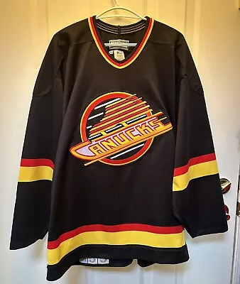 Vintage Authentic CCM Vancouver Canucks Black Skate Jersey NHL Hockey 52 • $255.33