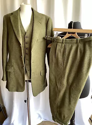 Tweed Shooting Suit 3pc Made To Measure By Davies&Son In Saville Row 40R 34W • $622.28