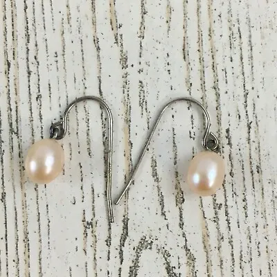 Honora Sterling Silver 925 Pink Pearl Hook Dangle Earrings QVC • £19.27
