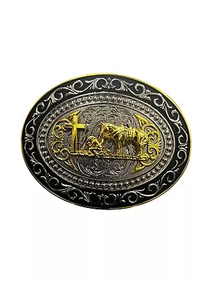 Christian Cowboy Cowgirl Praying Western Buckle For Men Hebilla Vaquero Oracion • $24.89