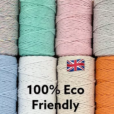 British Macrame Premium 5mm Single PLY Pipping Cotton Cord String RopeCraft DIY  • £2.50