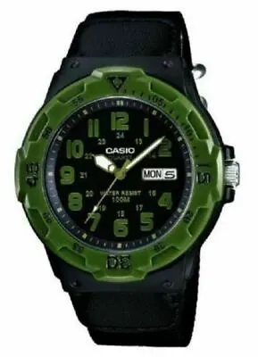 Casio Mens Watch Mrw 200 Green Black Rotating Bezel • £21