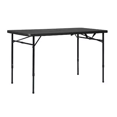 Mainstays 4 Foot Fold-in-Half Adjustable Folding Table Rich Black • $34.88