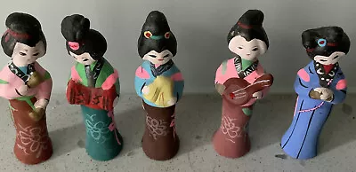 Small Clay Pottery Japanese Kimono Figurines • $25