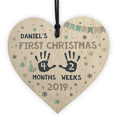 Babys First Christmas Wood Personalised 1st Christmas Bauble New Baby Xmas Gift • £3.99