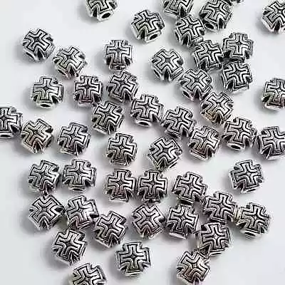 10pcs Medal Cross Spacer Charm Beads Antique Silver 8x7mm - B0117674 • £3.55