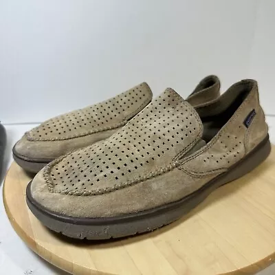 PATAGONIA Maui Air Shoes Retro Khaki Suede Perforated Loafers Slip-On Mens Sz 13 • $32.95